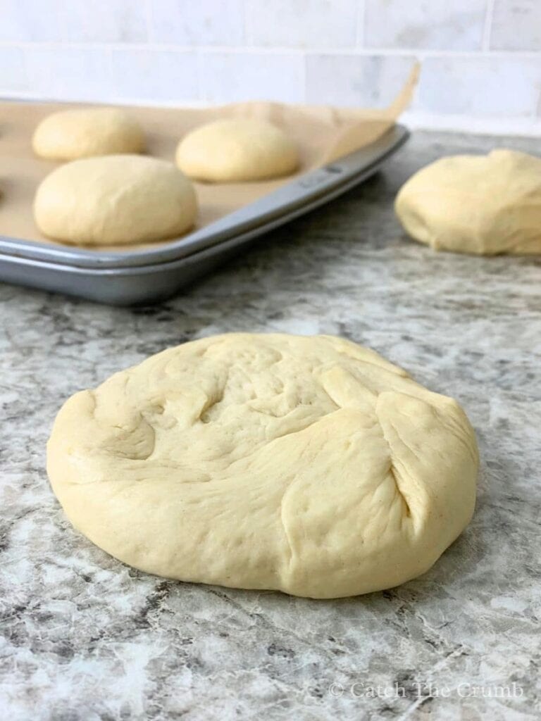 a flat small round about 3 inches wide