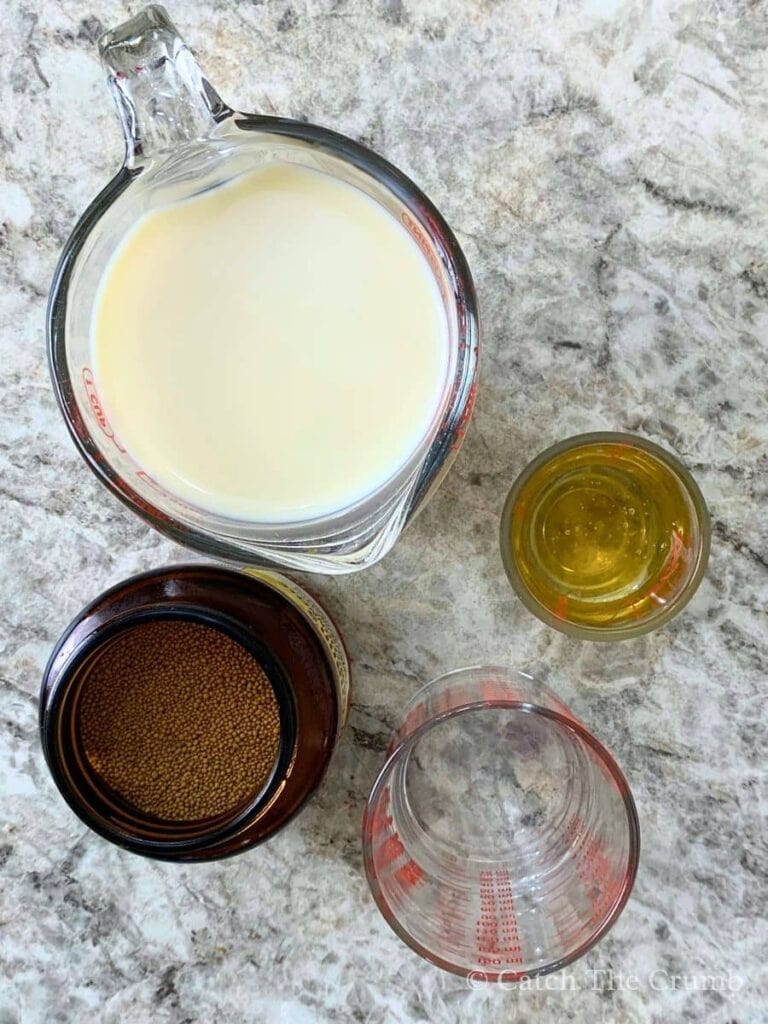 warm milk, warm water, honey, and yeast