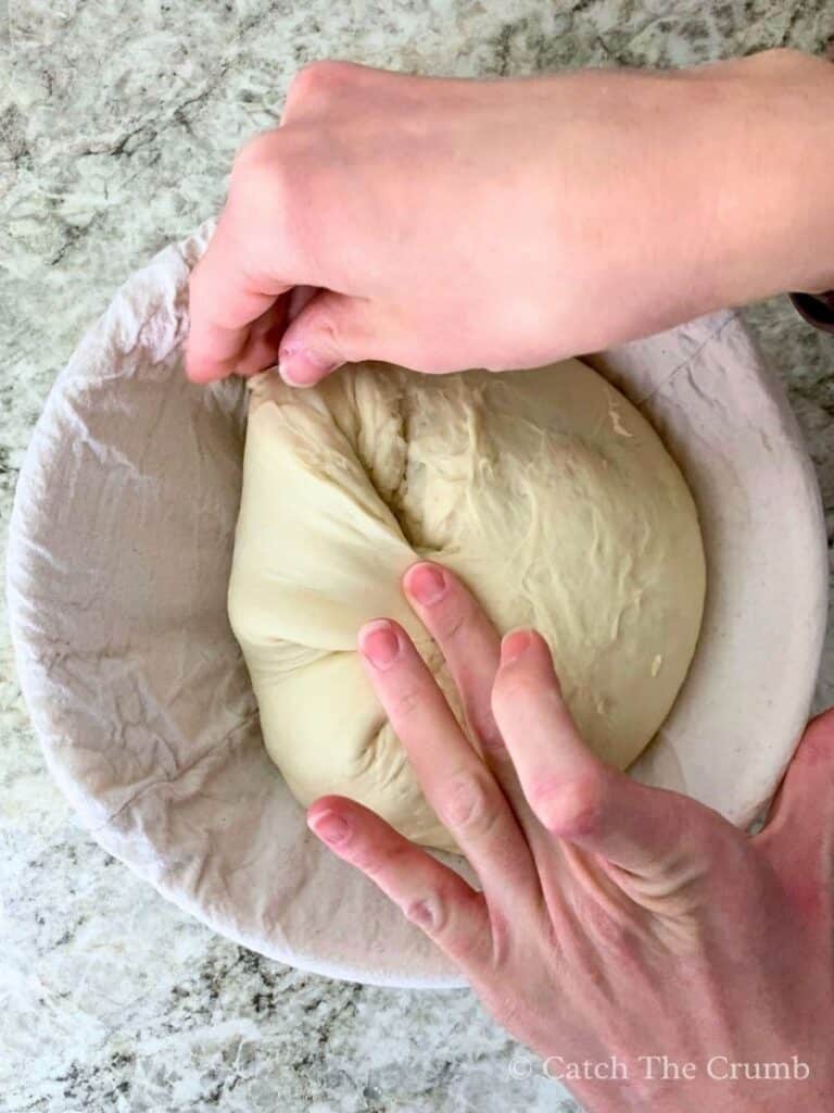 gently pinching the seams together a bit more to help seal the bottom