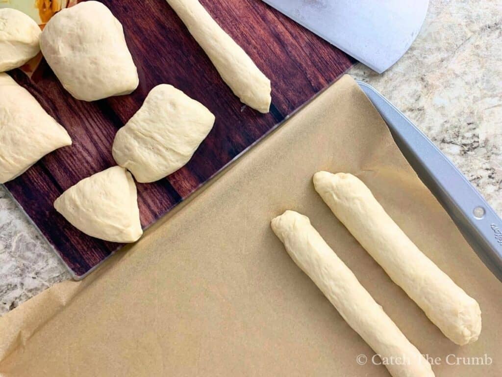rolling dough into 6-inch short logs
