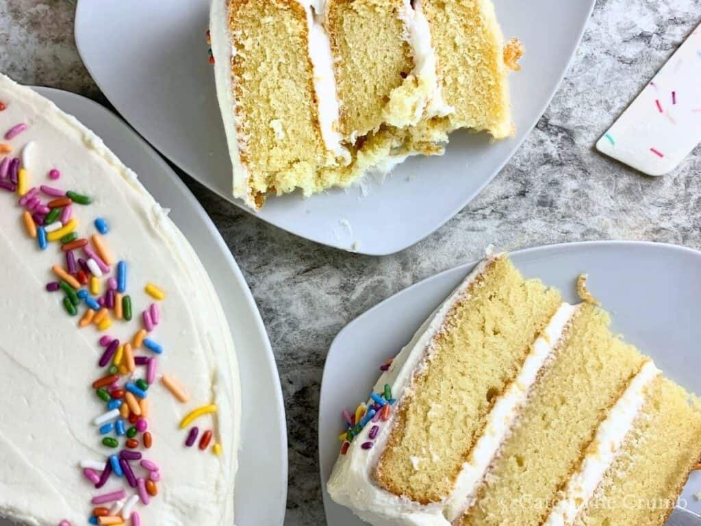 sourdough vanilla cake served on two plates