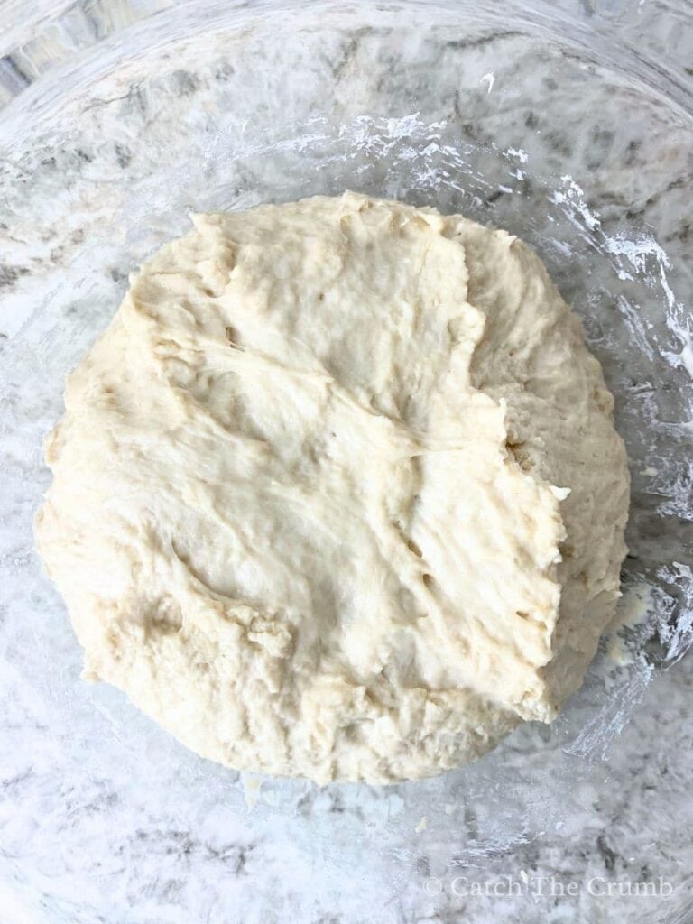 unbleached all-purpose flour and sea salt mixed into the water and sourdough starter