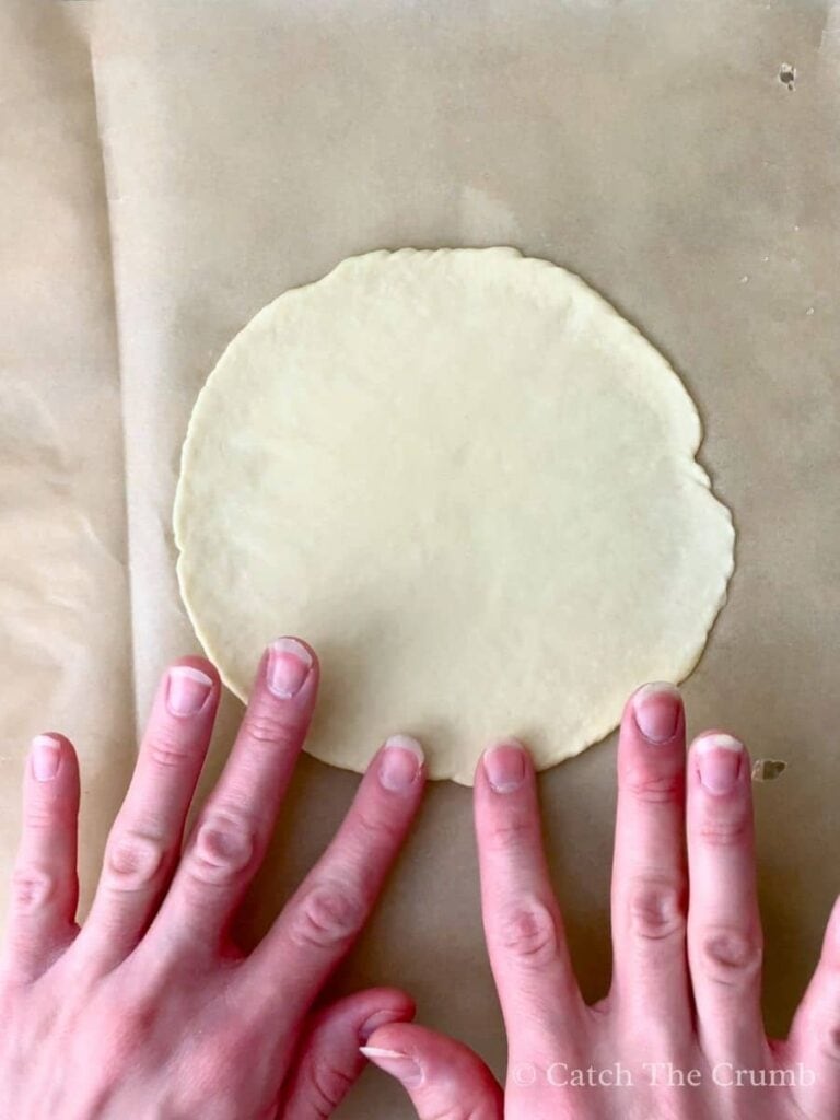 rolled out sourdough discard tortilla