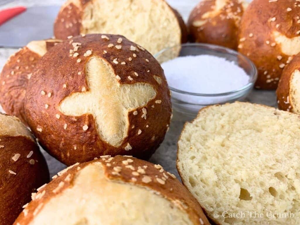 sourdough pretzel buns