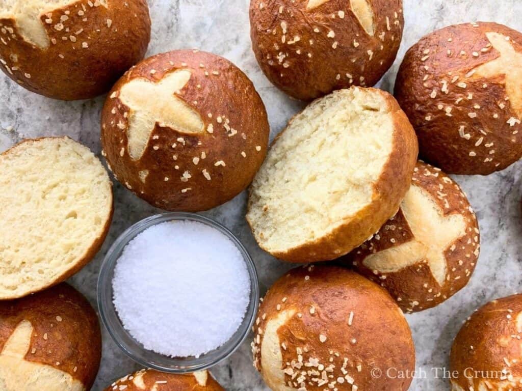 sourdough pretzel buns